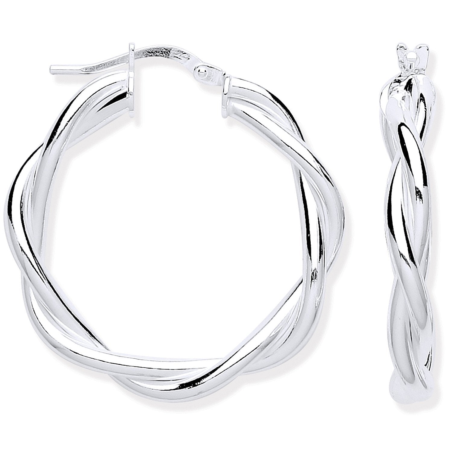 Silver Twist Hoop 25mm Earrings - Fine Ring - Certified Authentic - Swiss Made - UK Stock – Luxury Jewellery by Imperi